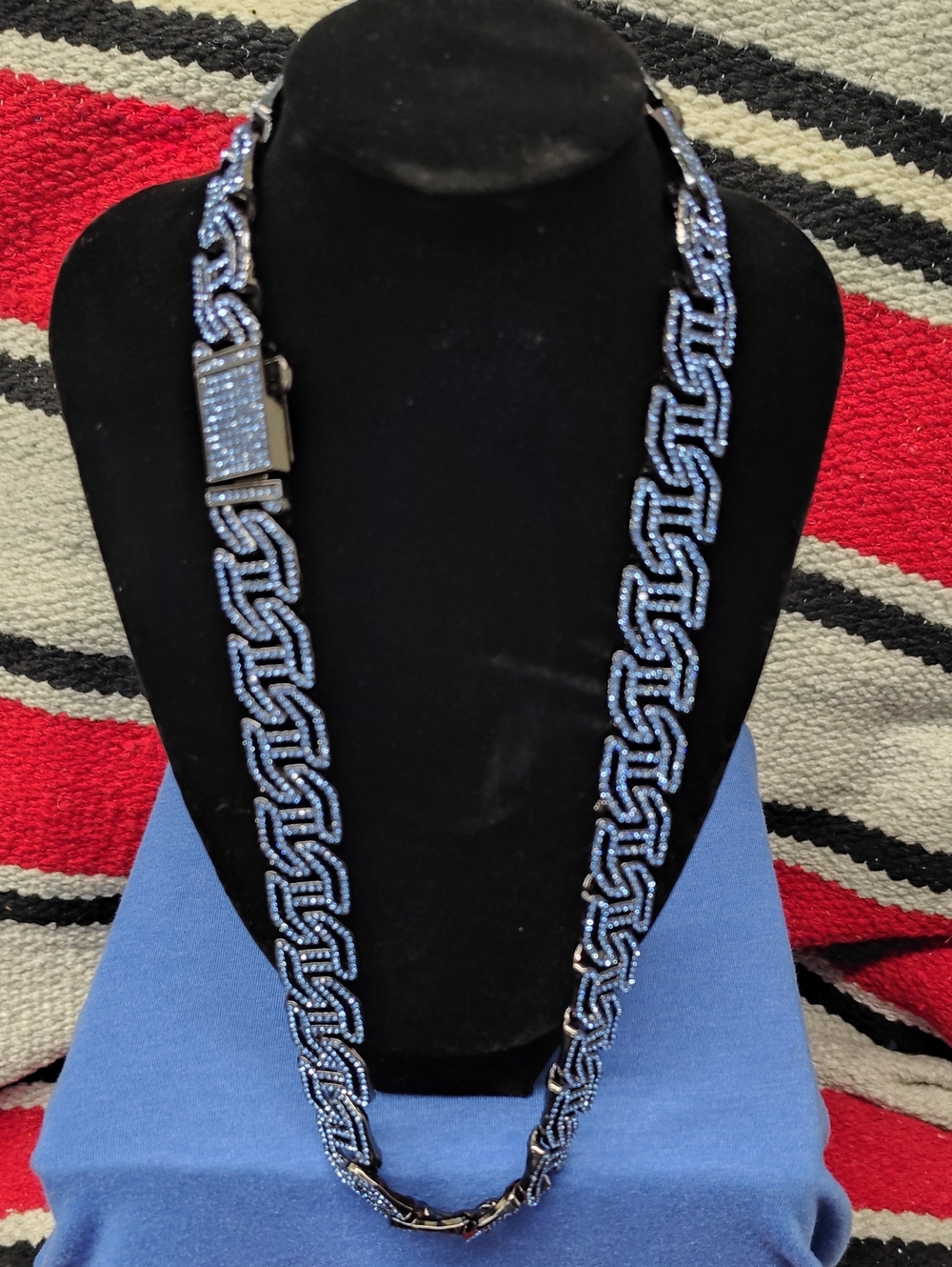 Men's Black and Silver Cuban Link Chain Necklace